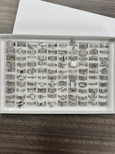 Conjunto de Anillos  de acero inoxidable tridimensional patrón mixto talla única abierto ajustable ( con patrón mixto )